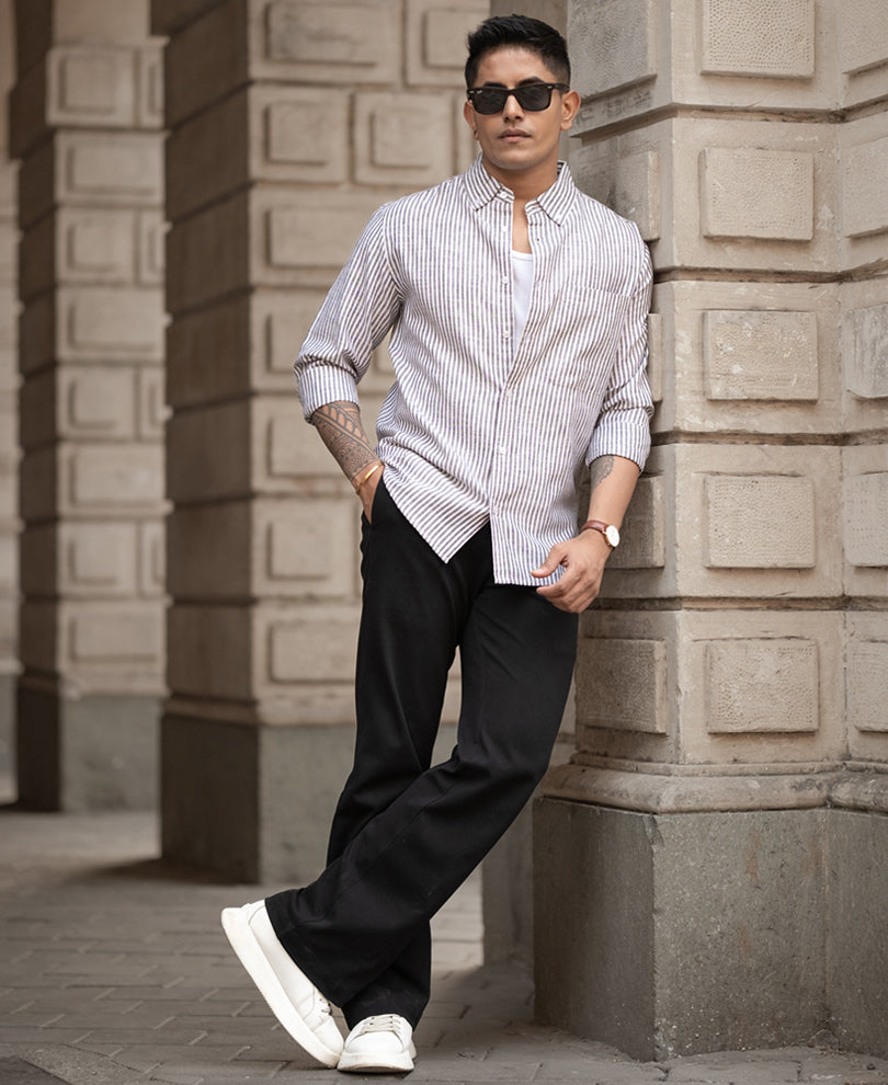 Black Striped Shirt With Pockets