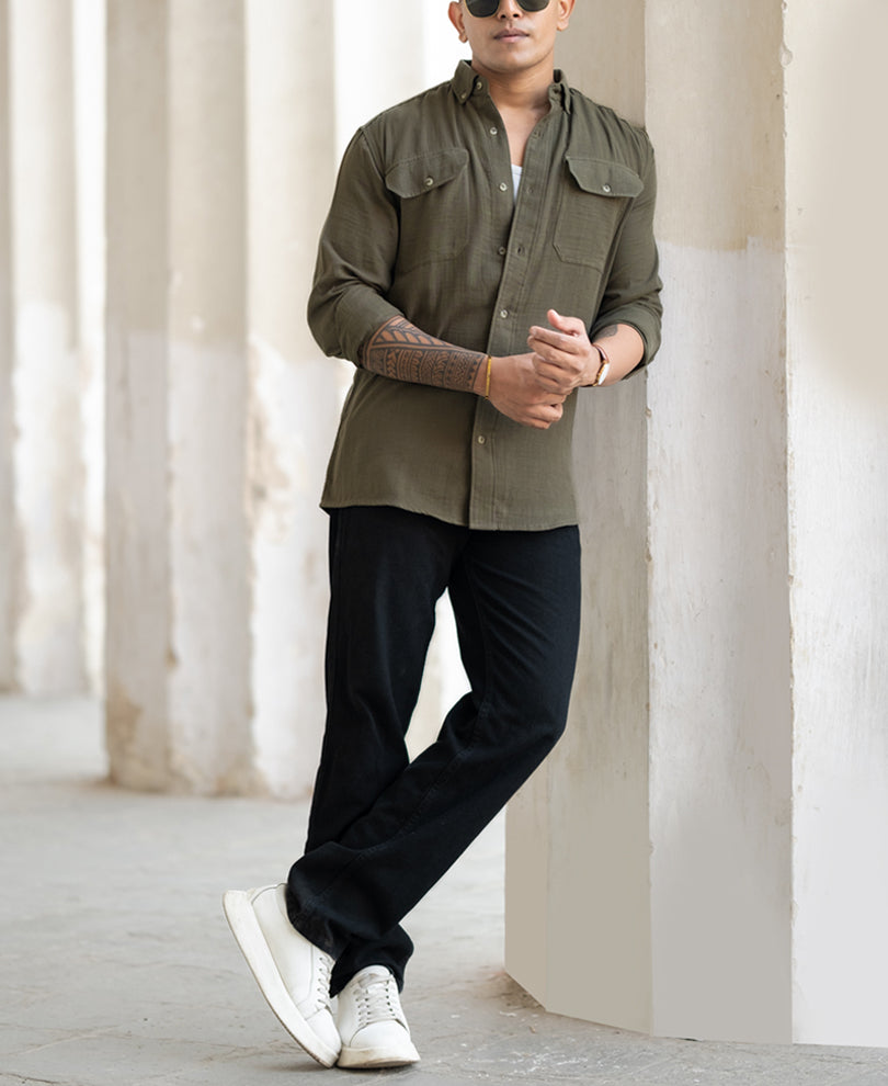 Mehandi Regular Fit Full Sleeves Shirt