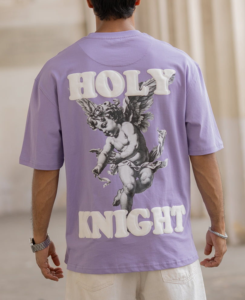 Lavendar Printed Oversized T-Shirt