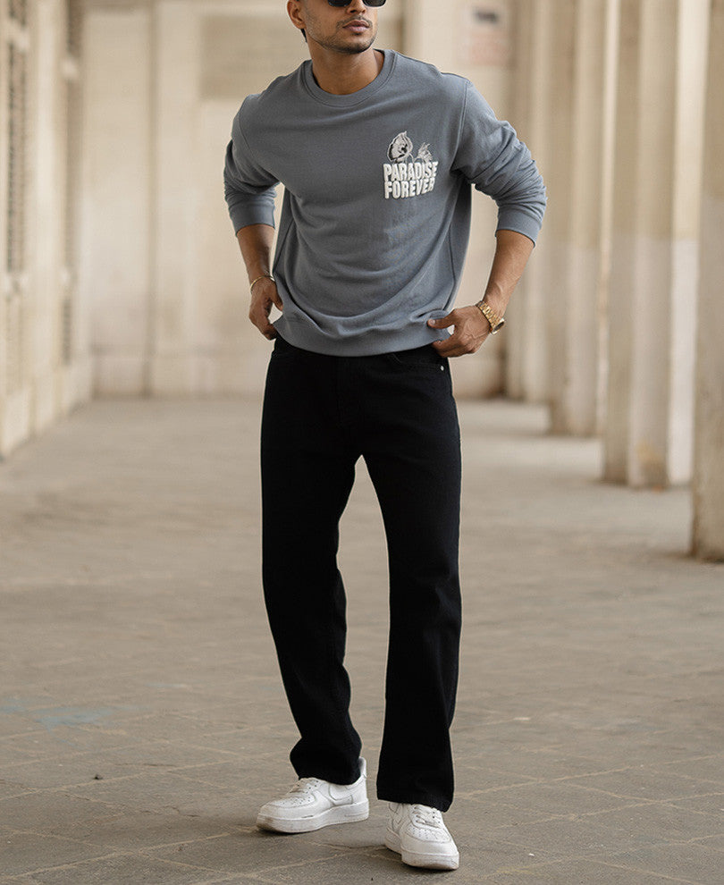 Grey Paradise Printed SweaT-Shirt