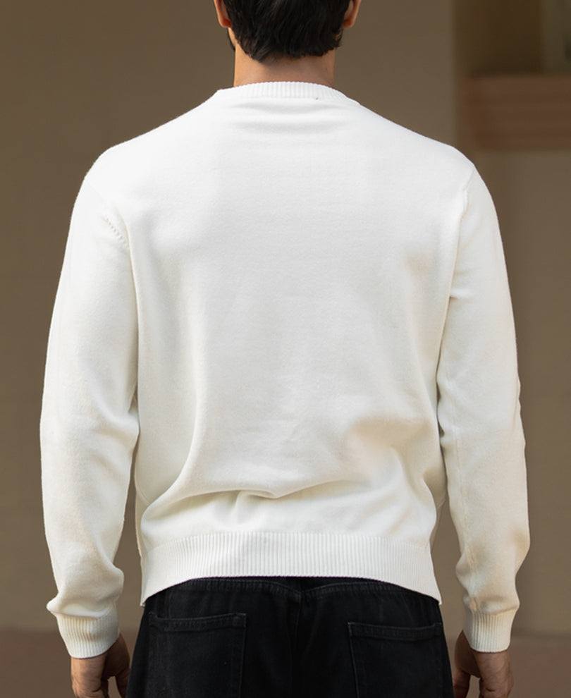 White Regular Fit Full Sleeves T-Shirt