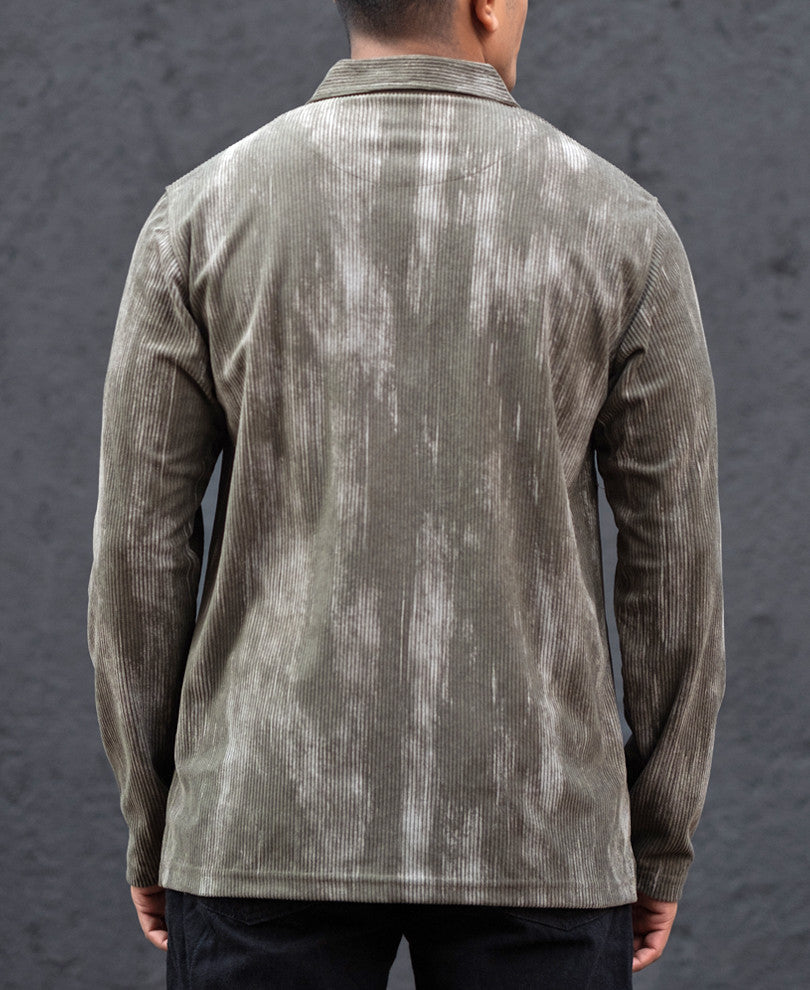 Olive Structured Full Sleeves Regular Fit T-Shirt