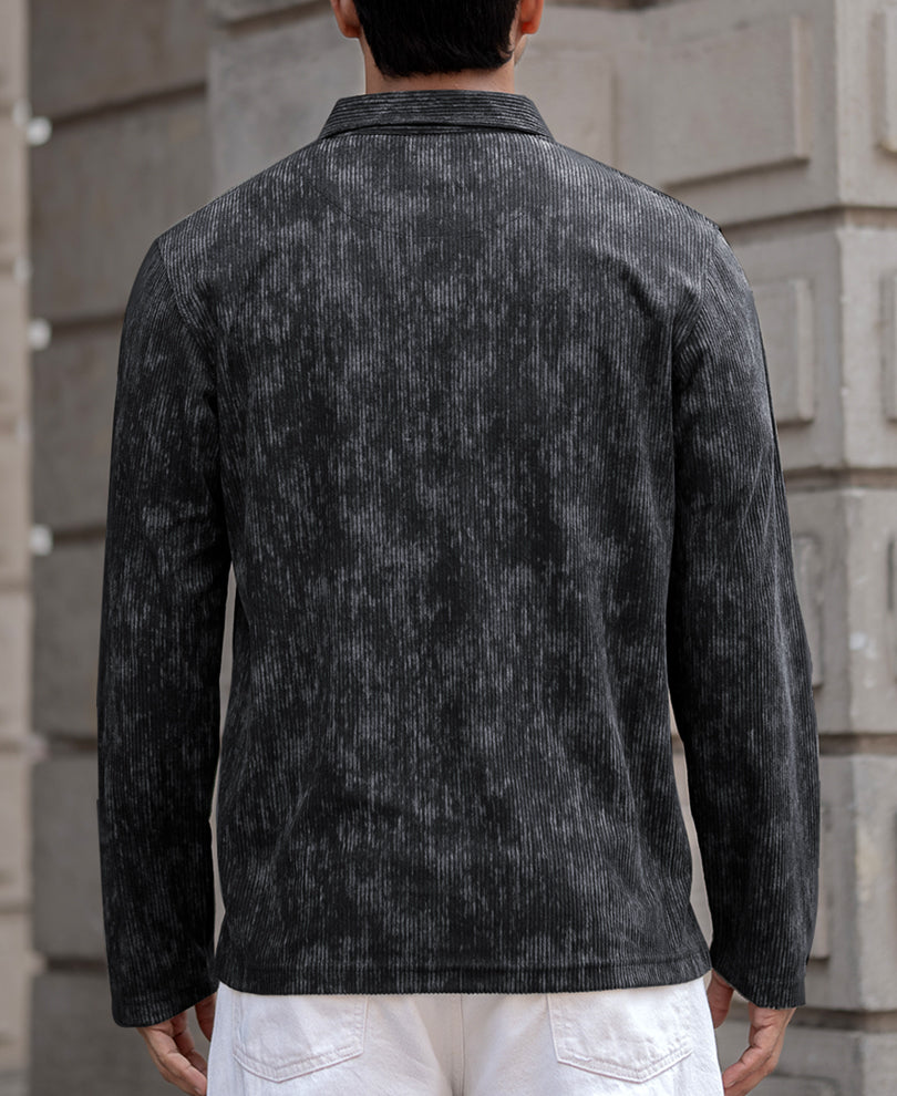Black Structured Full Sleeves T-Shirt