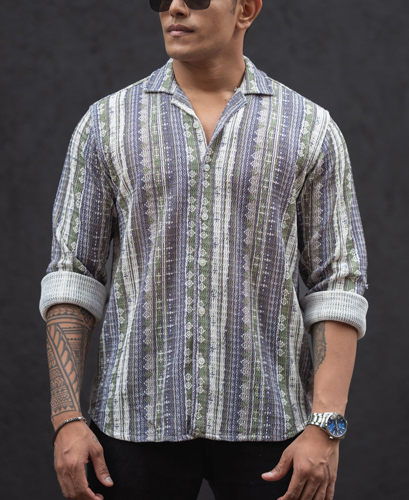 Multicolour Striped Regular Fit Full Sleeves Shirt