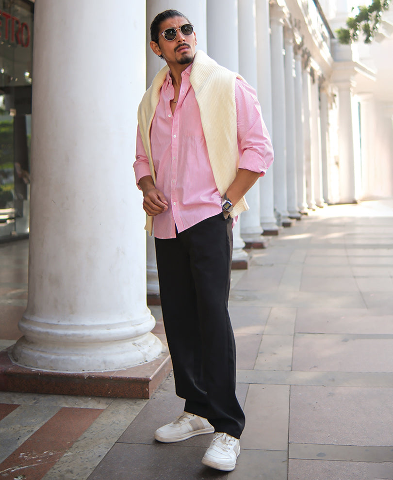 Pink Textured Stripe Shirt