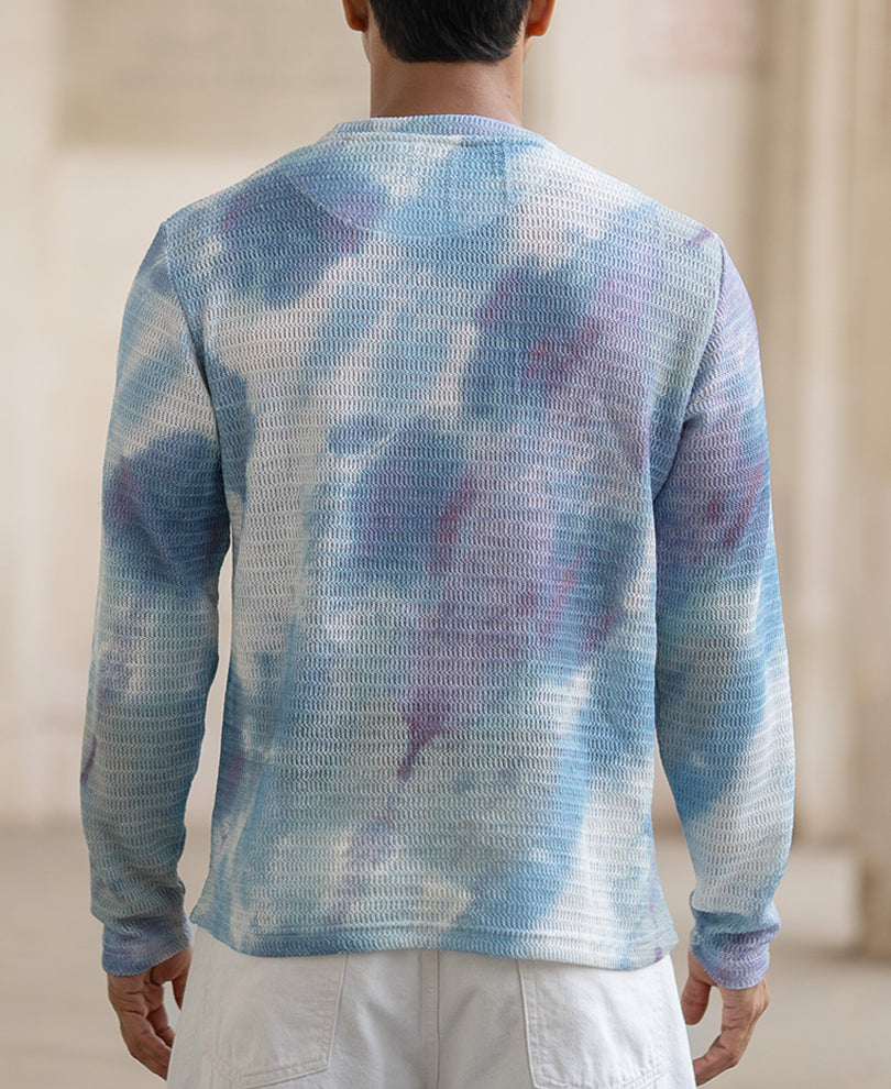 Multi Colour Tie Dye Print Regular Fit Full Sleeves T-Shirt