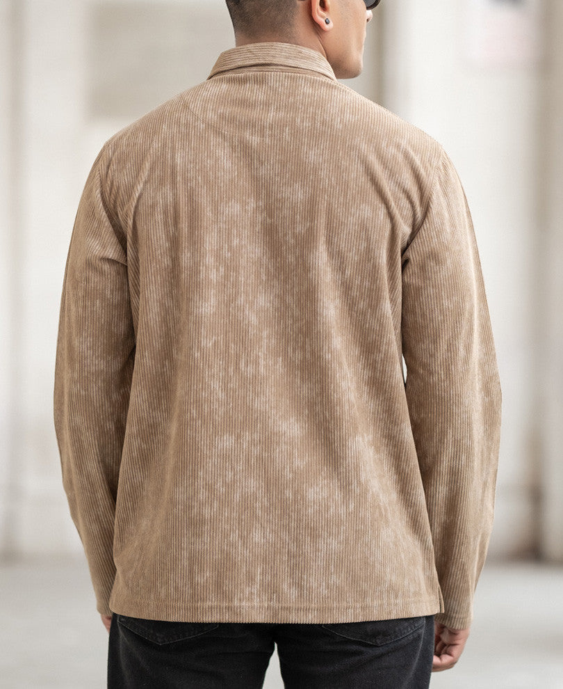 Beige Corduroy Regular Fit T-Shirt