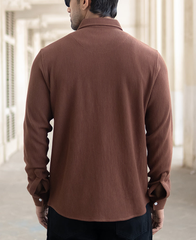 Cocoa Brown Regular Fit Full Sleeve Shirt