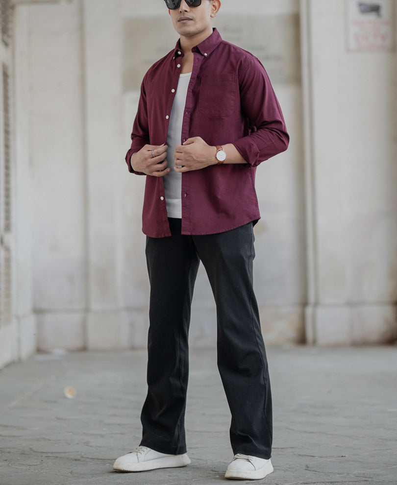 Wine Oxford Shirt