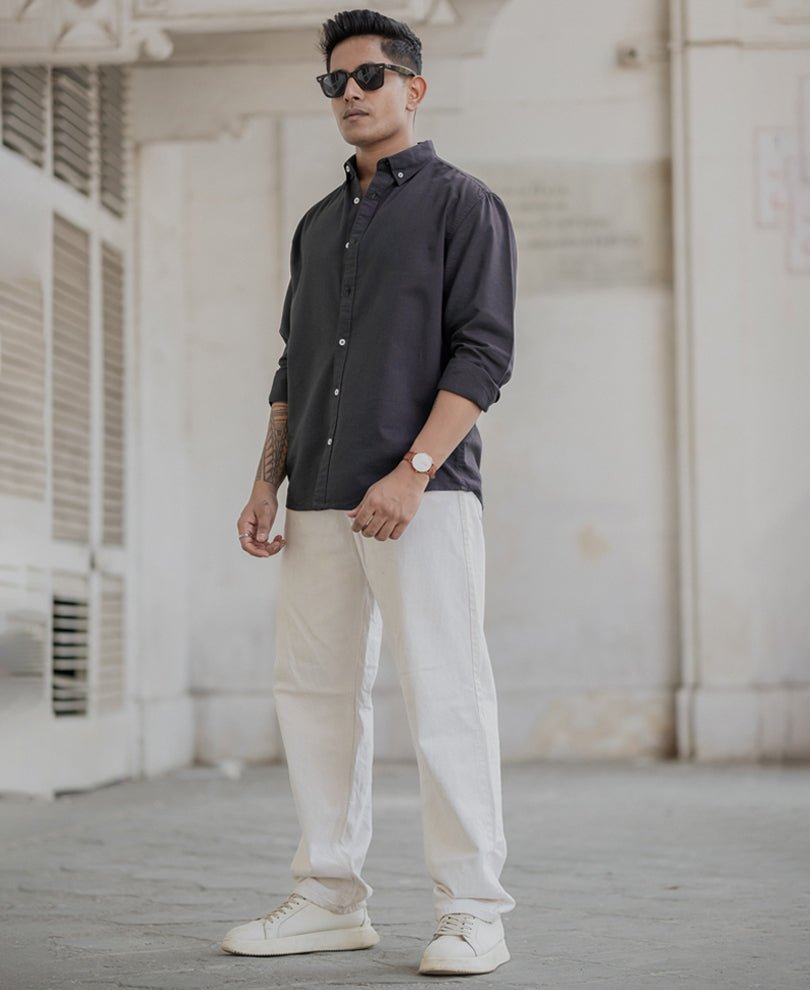 Dark Grey Micro Checks Shirt