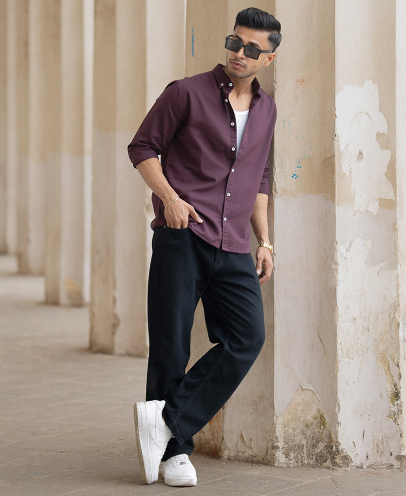 Wine Micro Checks Shirt