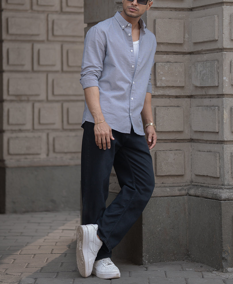 Navy Micro Checks Shirt