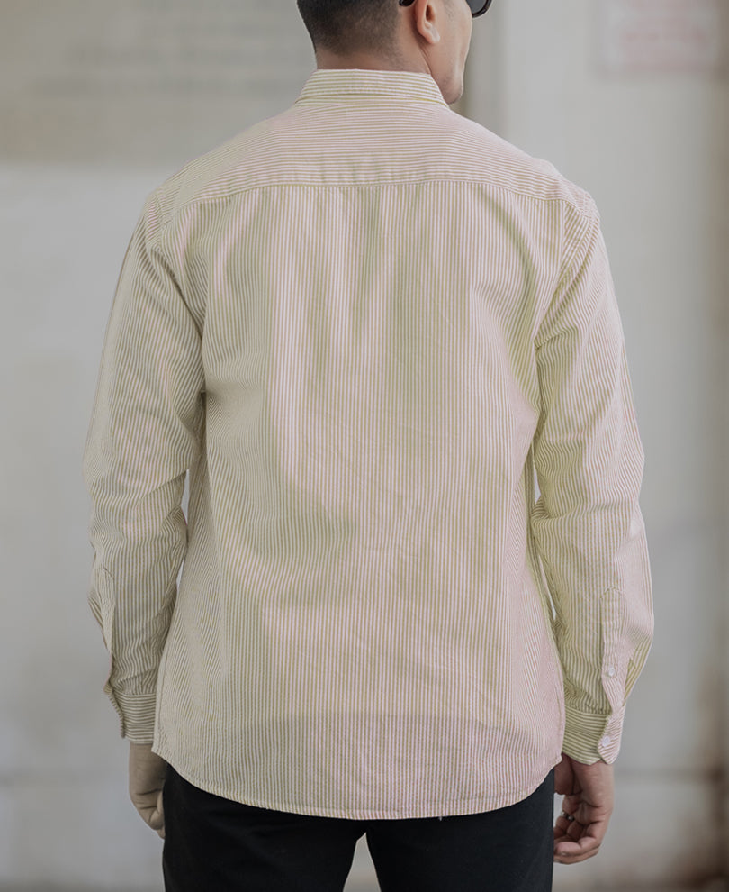 Beige Striped Oxford Shirt