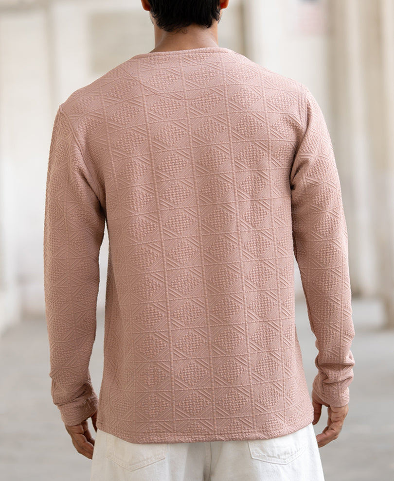 Beige Regular Fit Structured T-Shirt