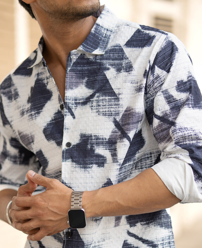 Navy Abstract Printed Shirt