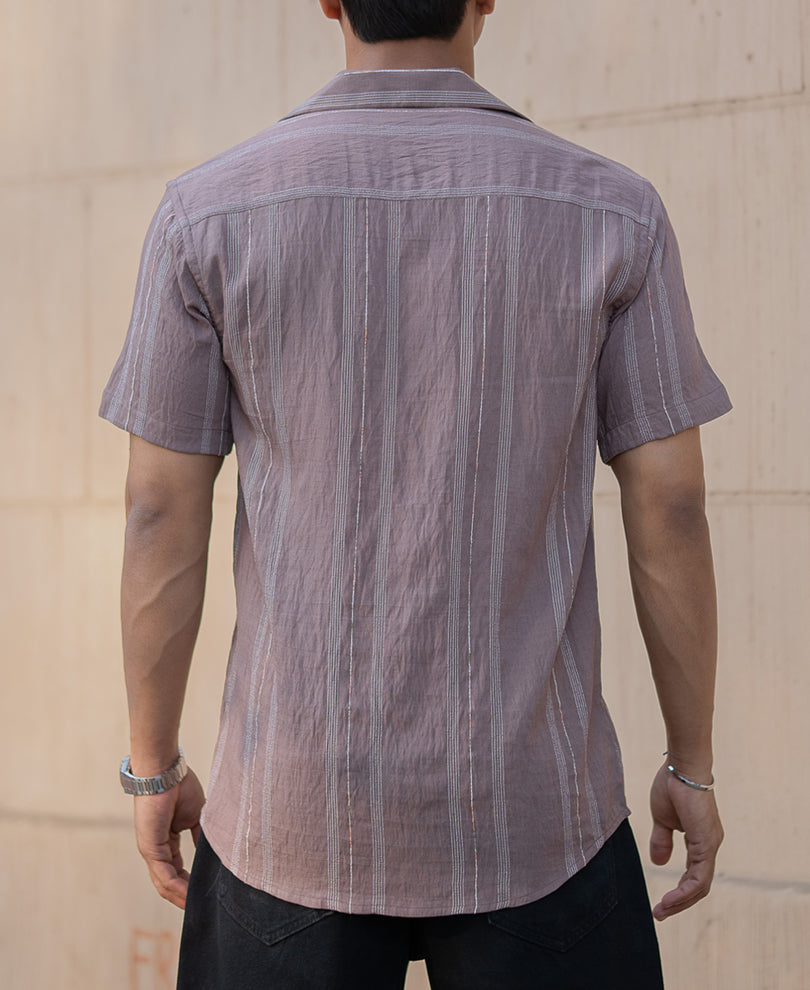 Dk Brown Micro Striped Flowy Shirt
