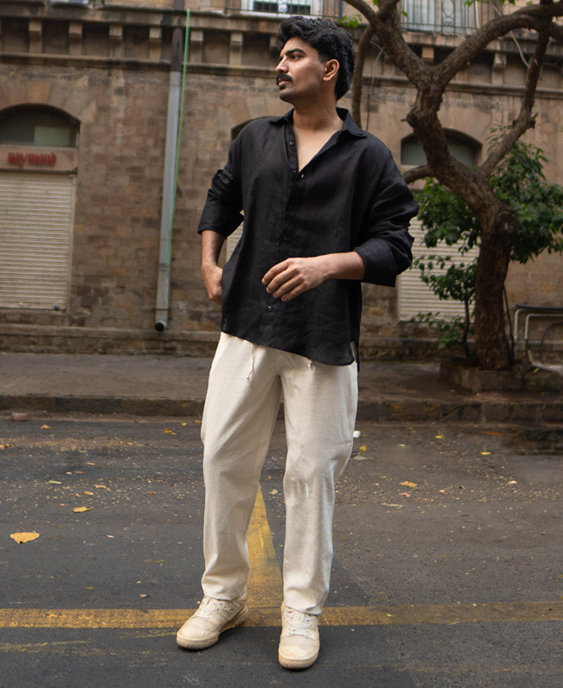 Cream Cotton Trousers