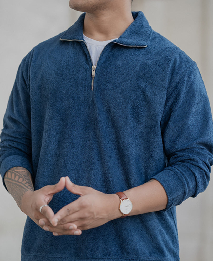 Navy Quarter Zip Polo T-Shirt