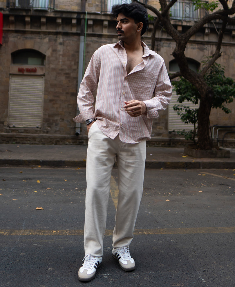 Cream Cotton Trousers