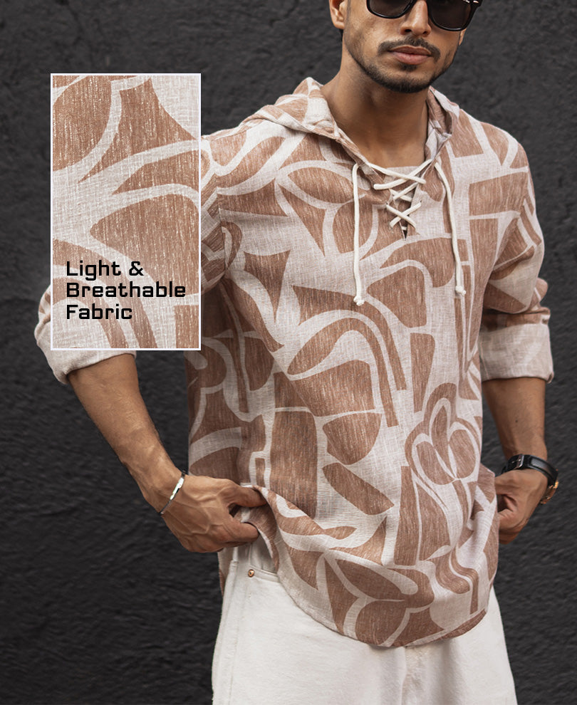 Rust Regular Fit Hoodie Style Shirt