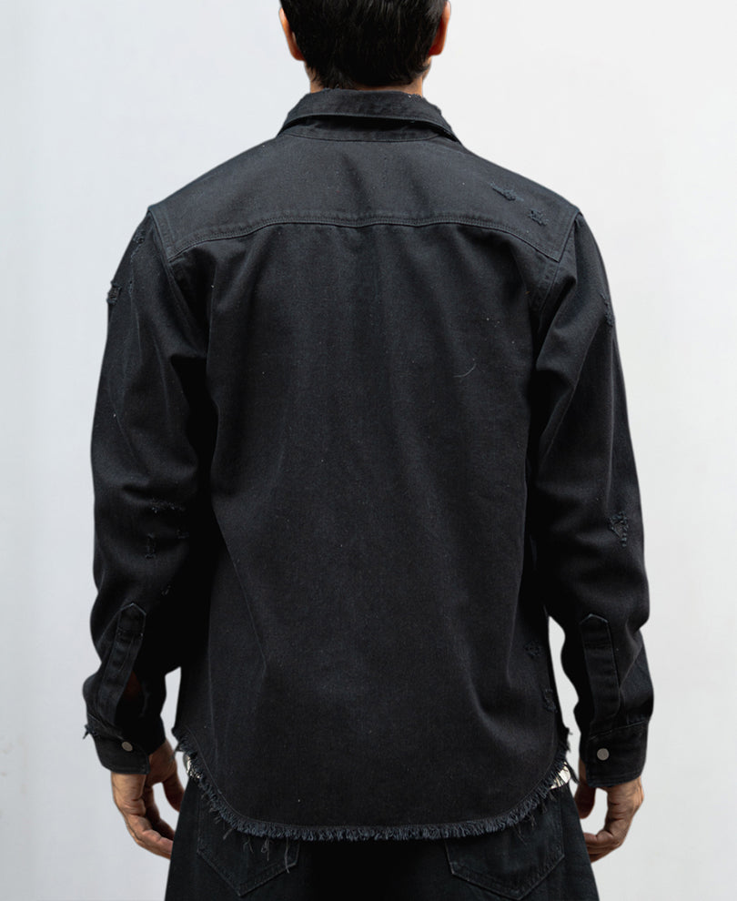 Carbon Black Regular Fit Full Sleeves Denim Shirt