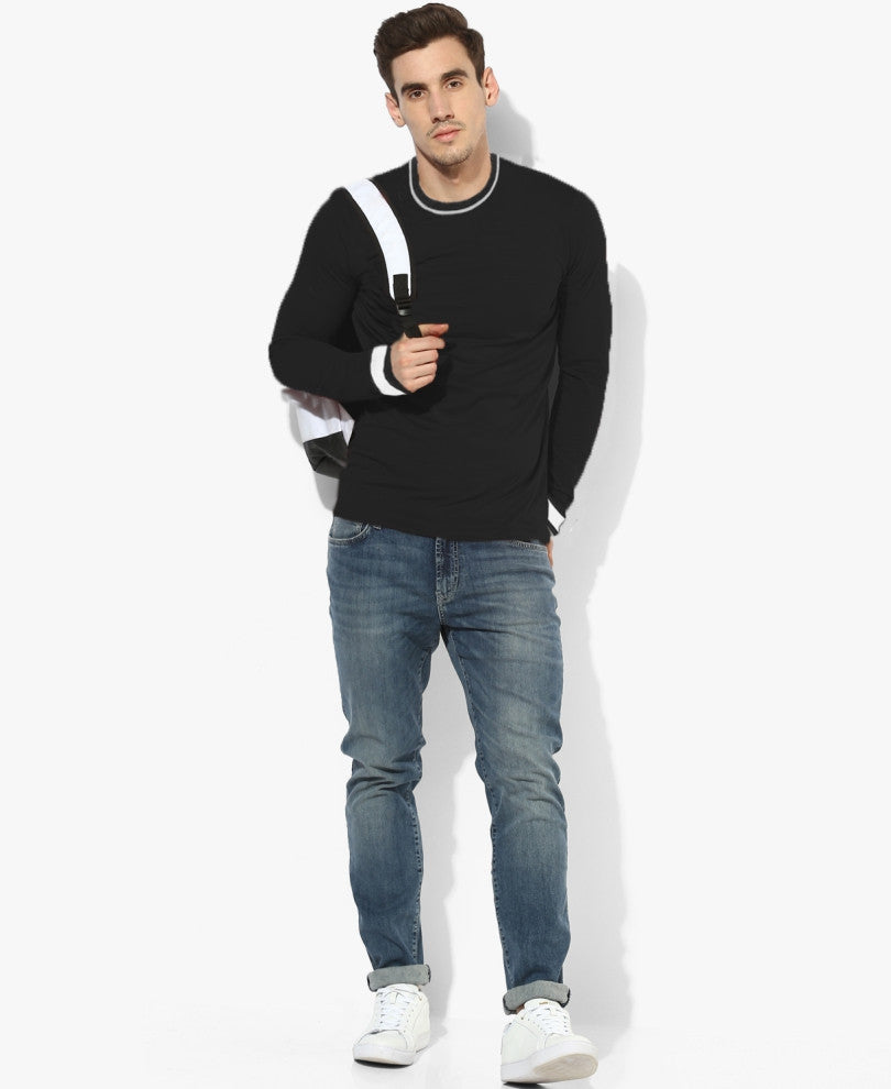 Balck Round Neck Full Sleeves T Shirt