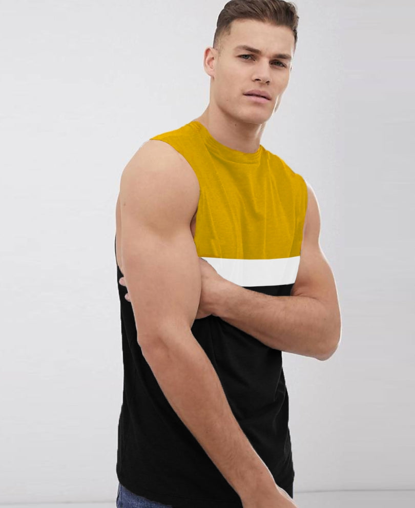 Summer Mustard Panel Gym Vest