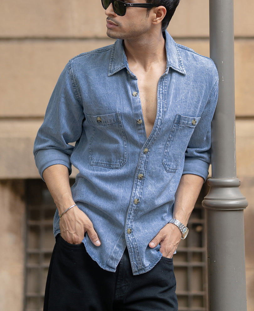 Ice Blue Denim Shirt