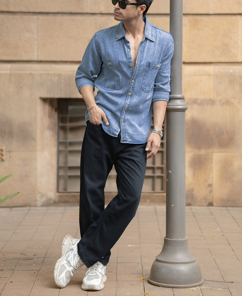 Ice Blue Denim Shirt