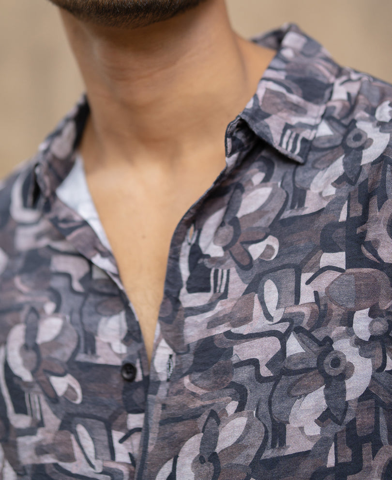 Multi Colour Regular Fit Full Sleeves Printed Shirt