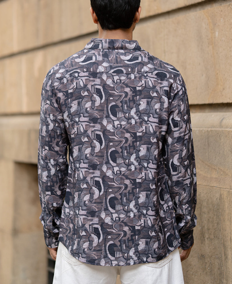 Multi Colour Regular Fit Full Sleeves Printed Shirt