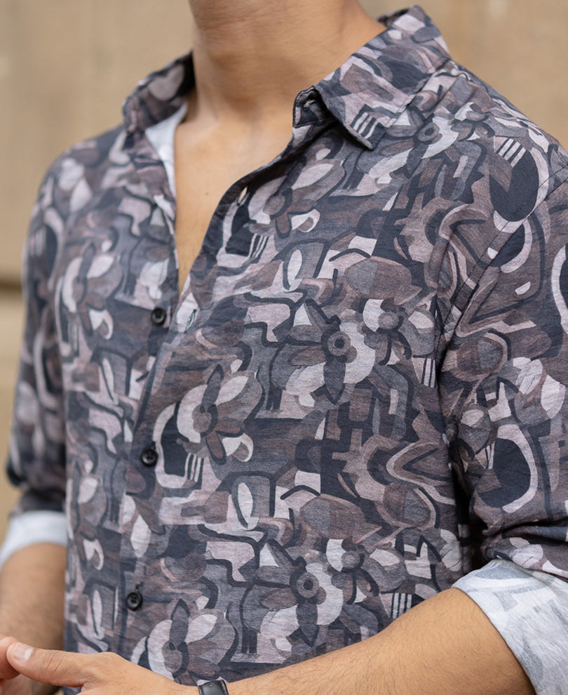 Multi Colour Regular Fit Full Sleeves Printed Shirt