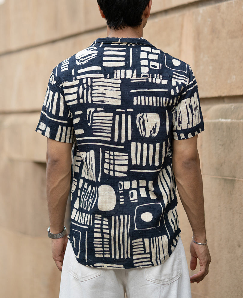 Navy Abstract Print Shirt