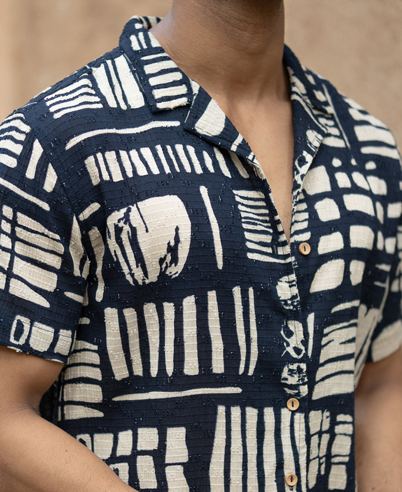Navy Abstract Print Shirt