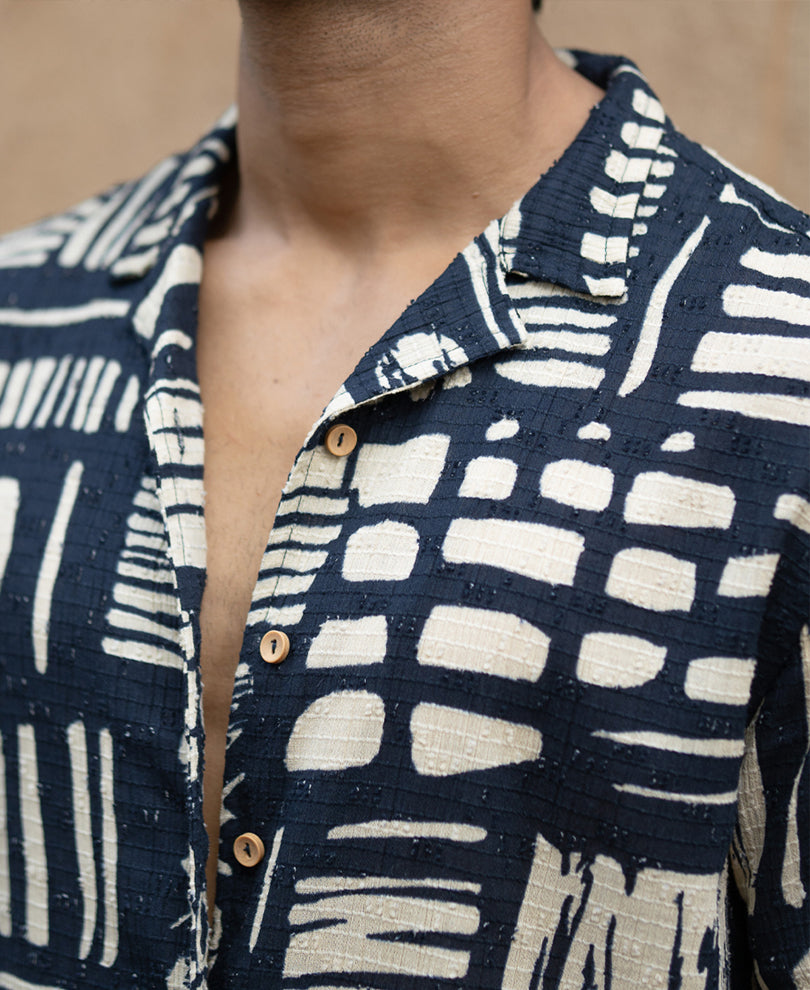 Navy Abstract Print Shirt