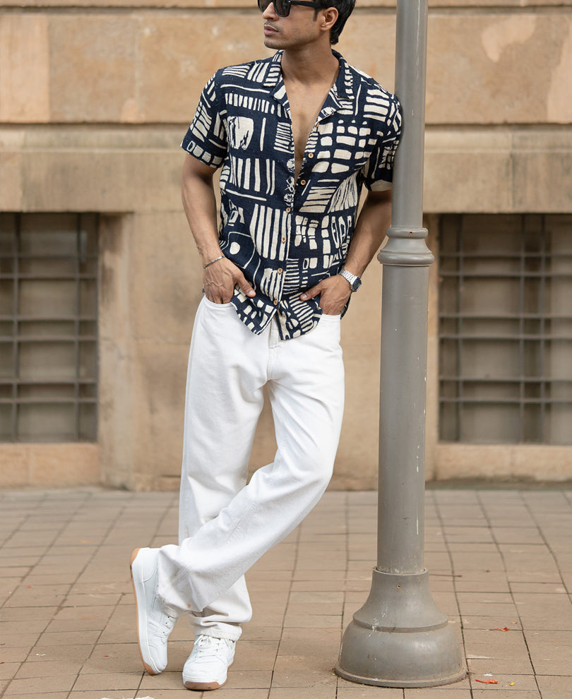 Navy Abstract Print Shirt