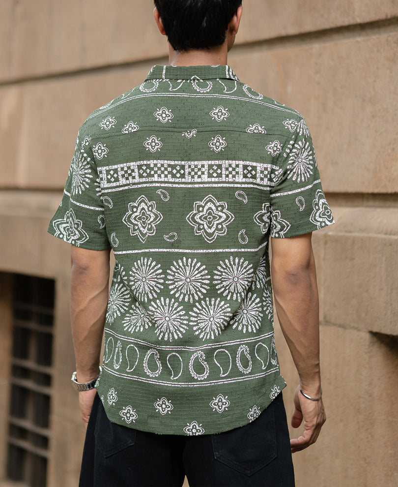 Olive Bohemian Print Shirt