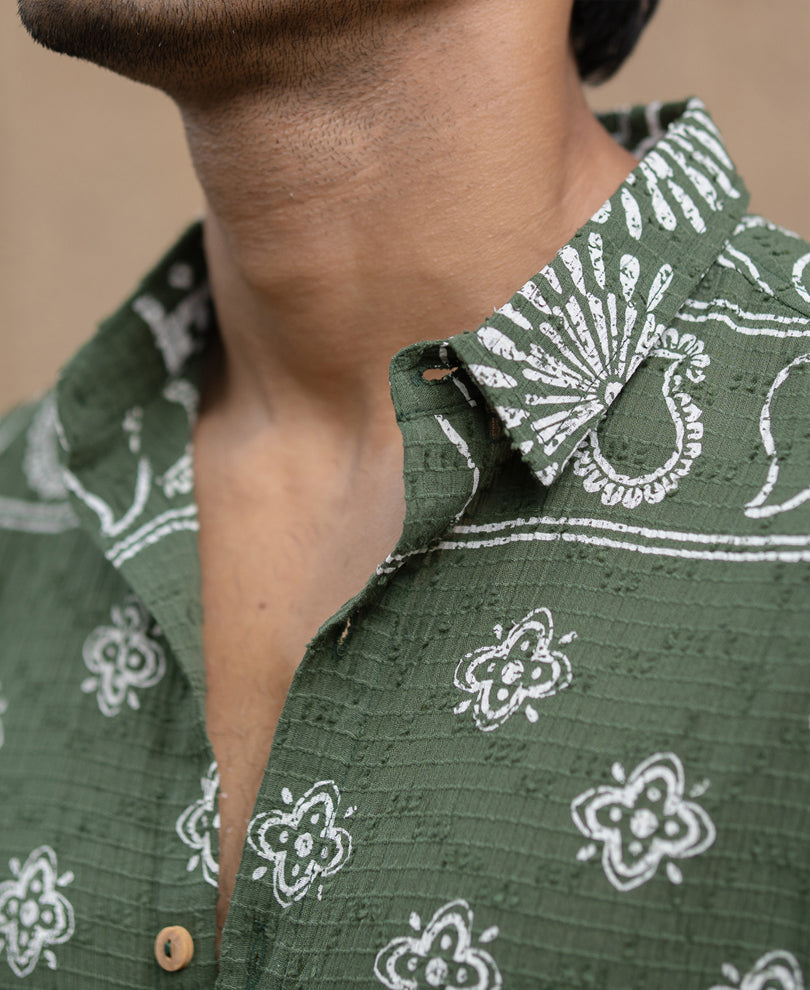 Olive Bohemian Print Shirt
