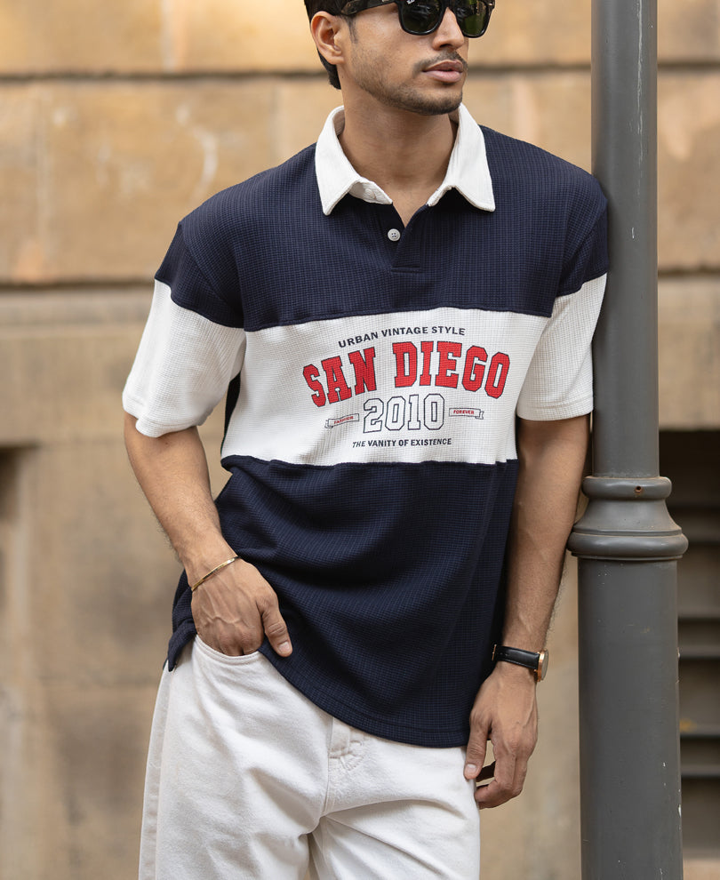 Navy Colourblocked T-Shirt