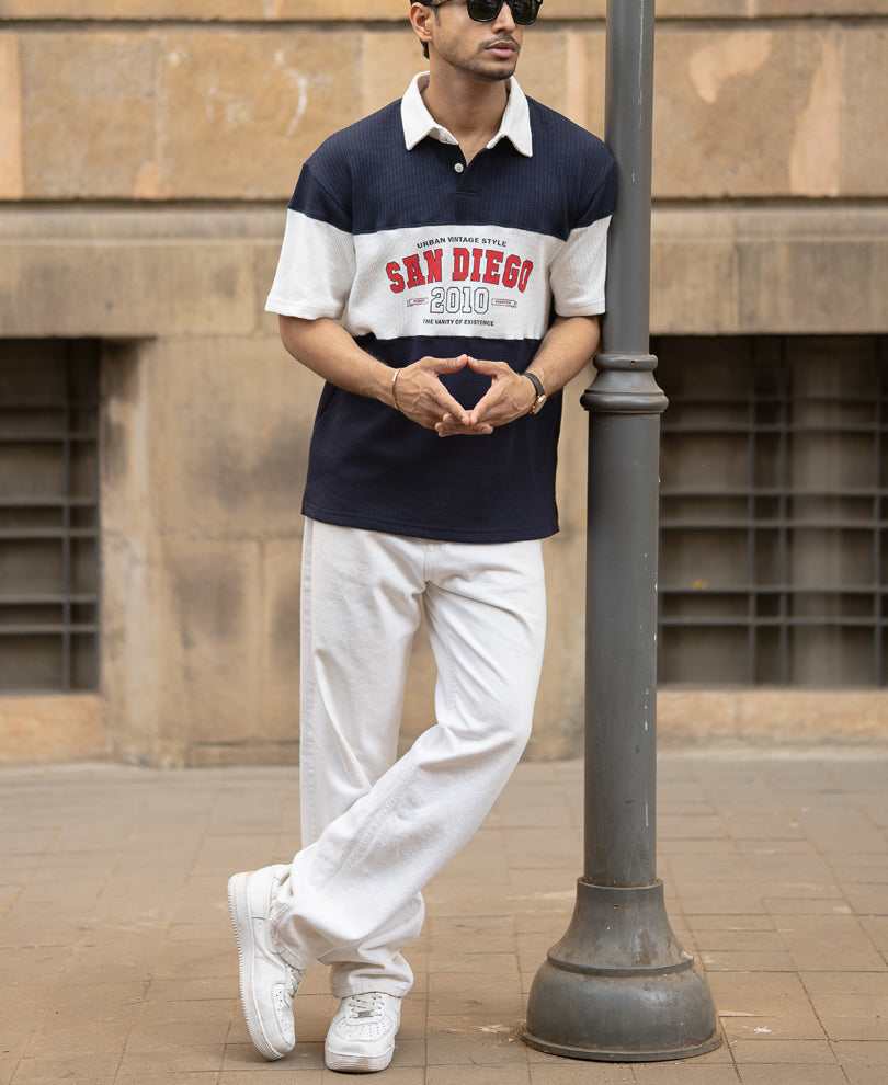 Navy Colourblocked T-Shirt