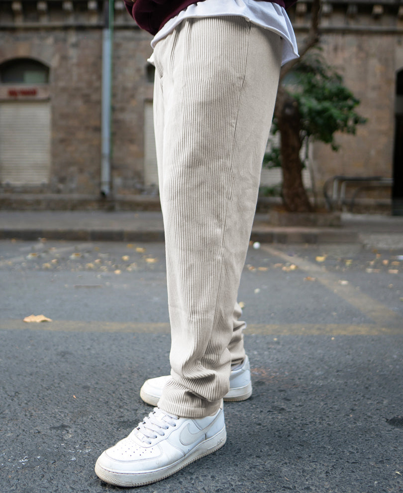 Beige Regular Fit Corduroy Pant