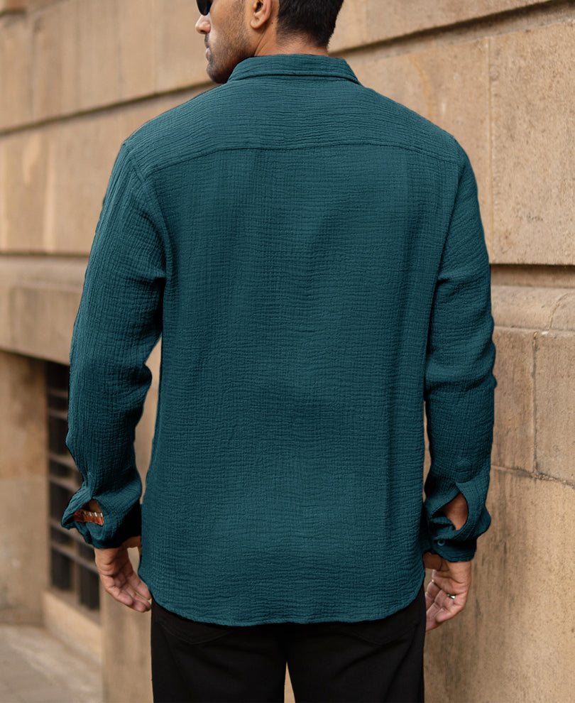 Teal Crinkled Lightweight Shirt