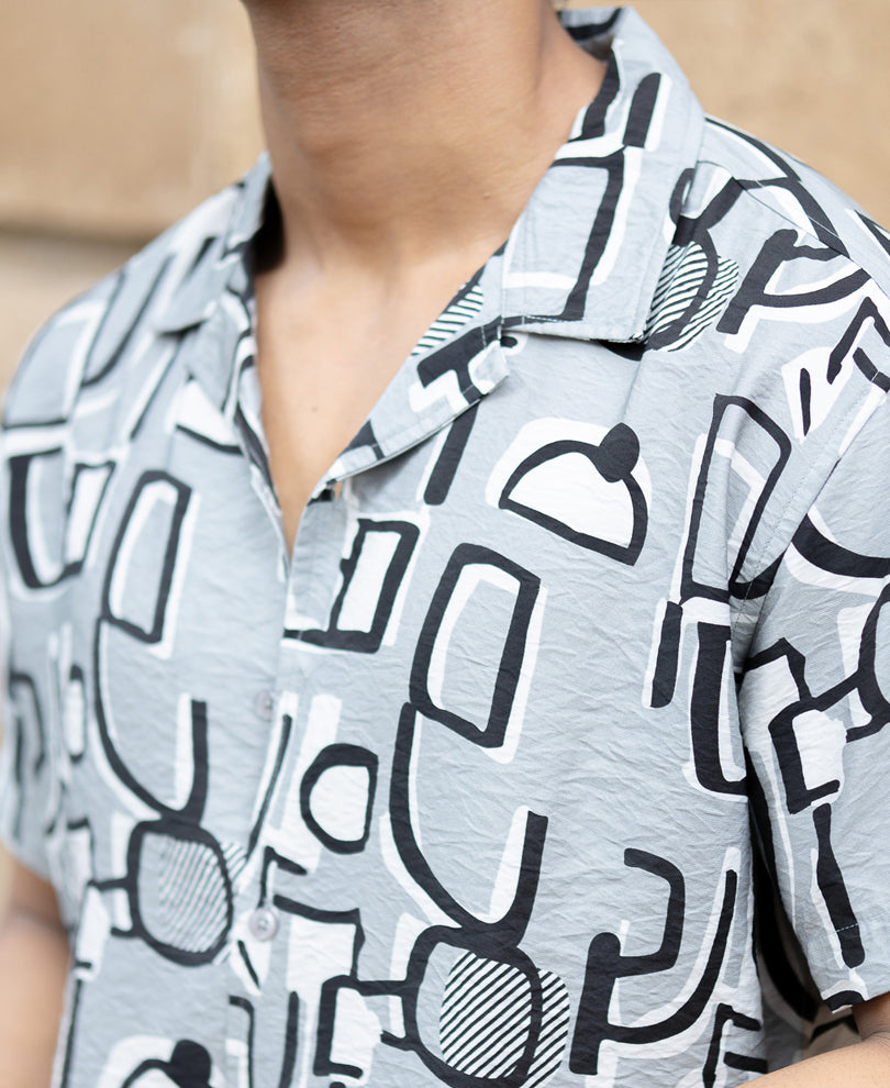 Grey Abstract Light Weight Shirt