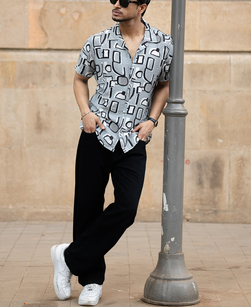 Grey Abstract Light Weight Shirt