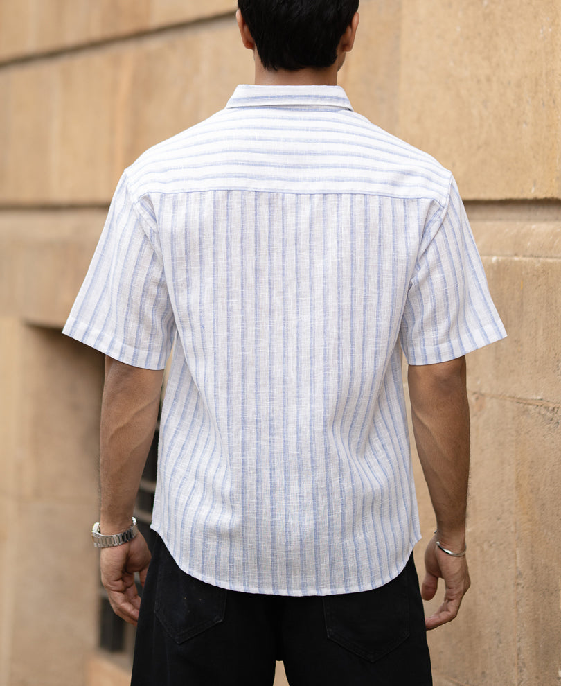 Blue Striped Shirt With Print