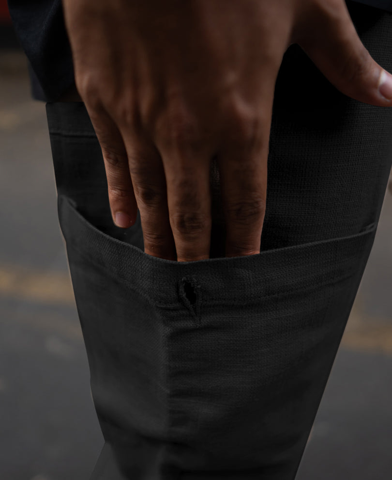 Black Cotton Cargo Trousers