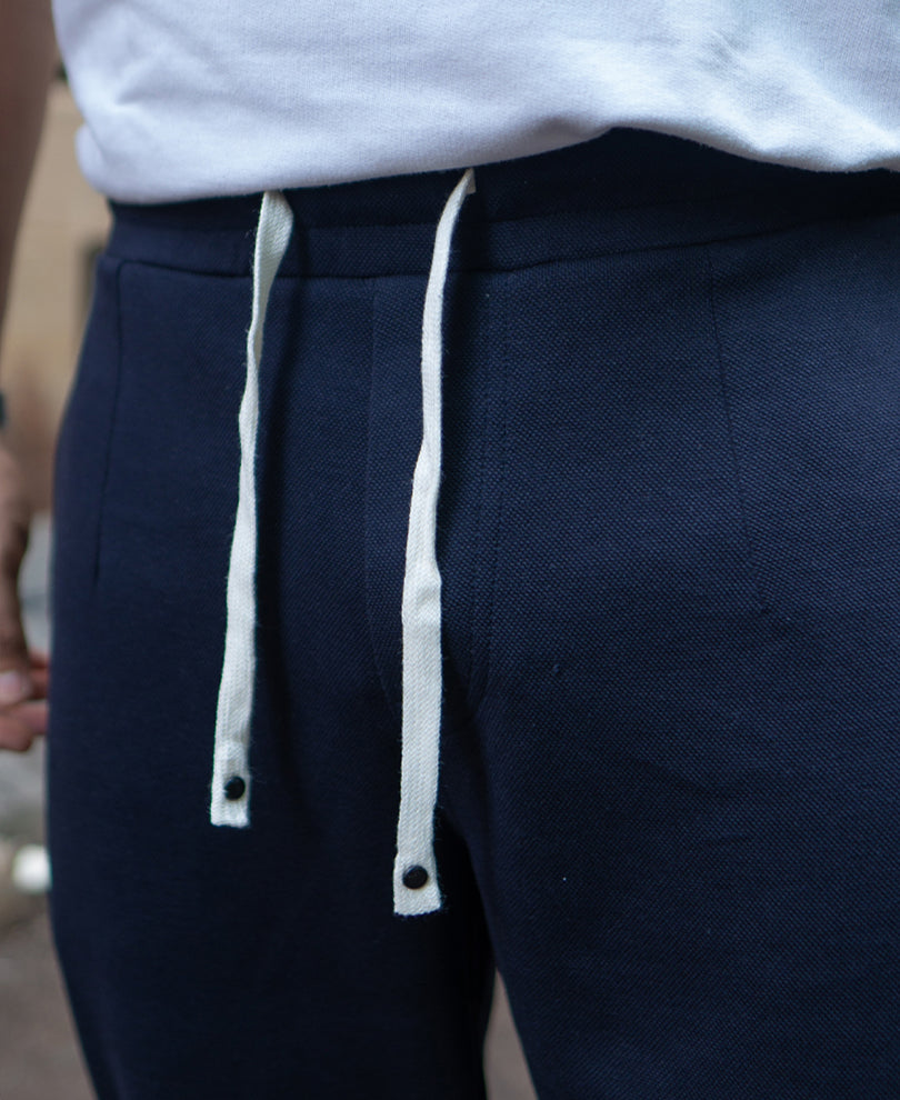 Navy Knitted Regular Fit Track Pant