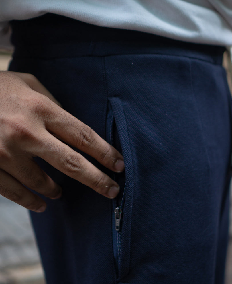 Navy Knitted Regular Fit Track Pant