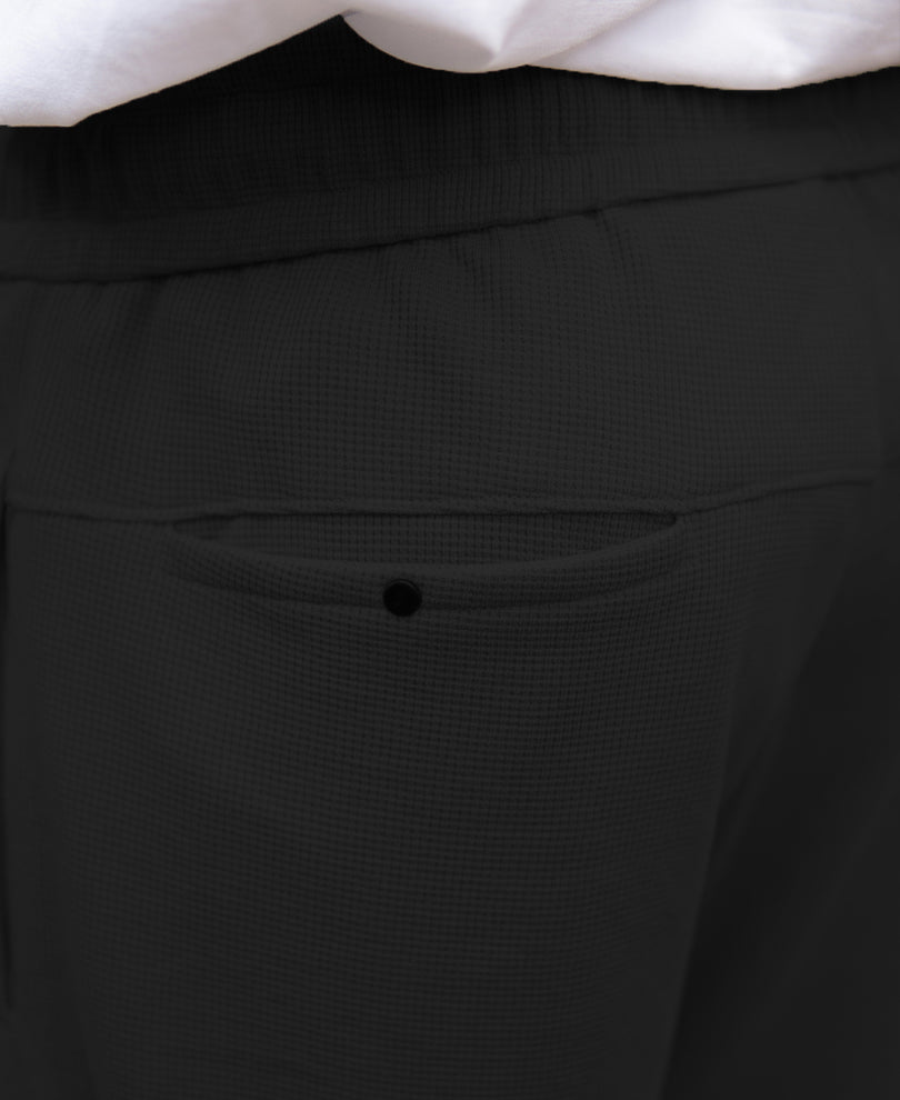 Black Knit Pleated Trackpant