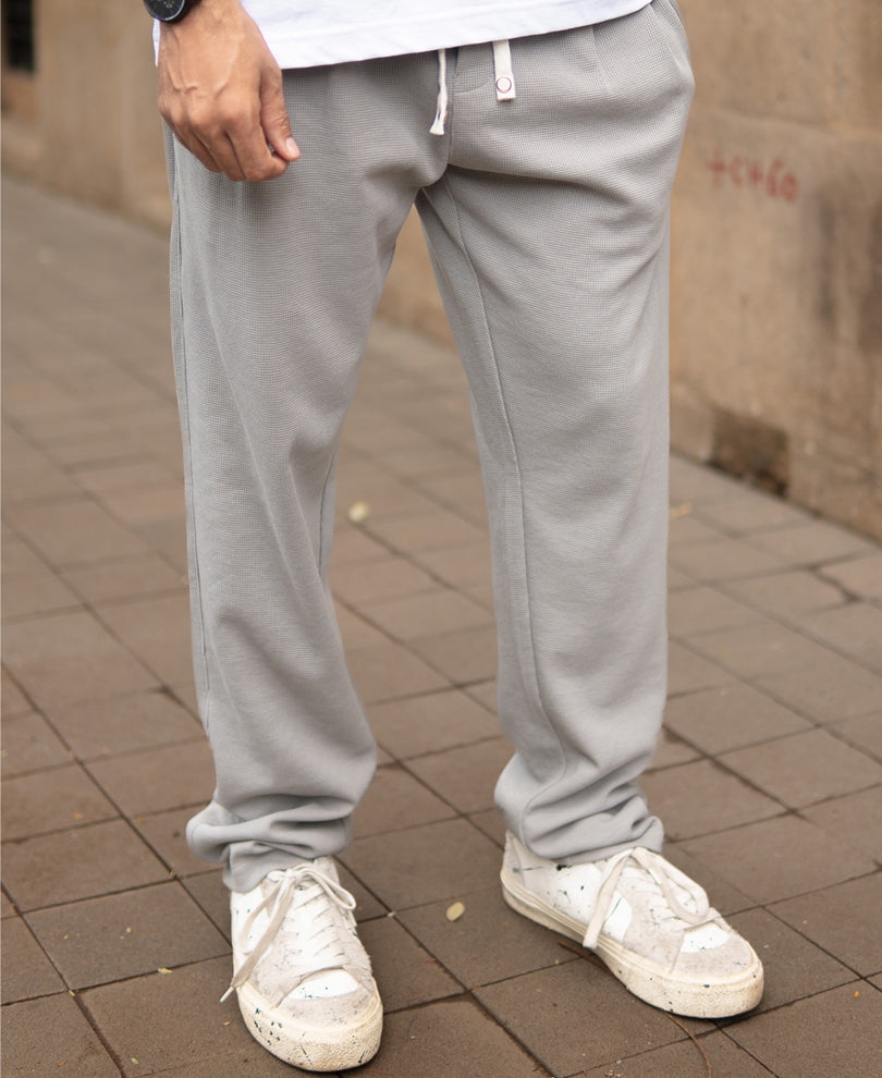 Grey Knit Pleated Trackpant